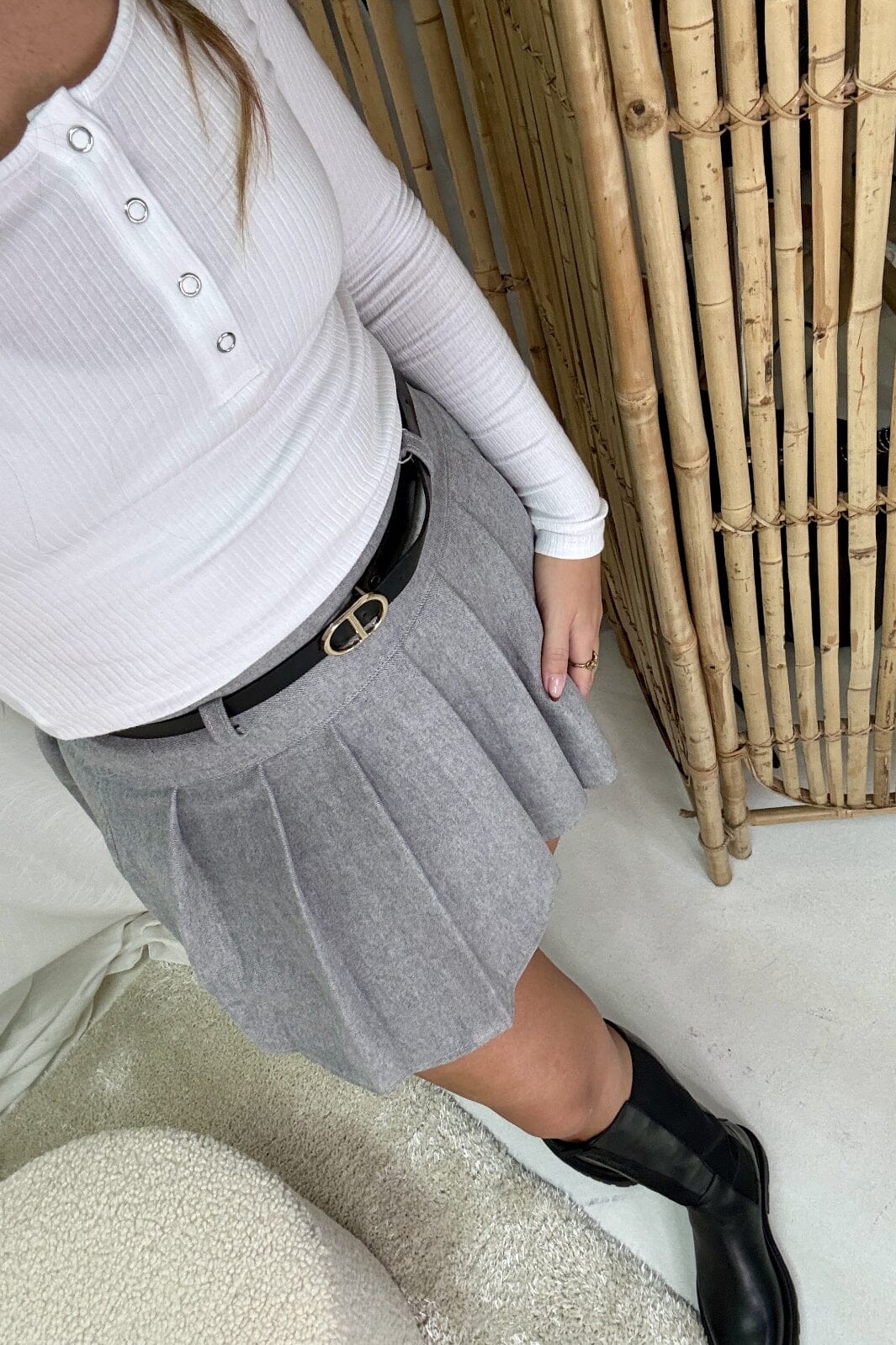 A-bee - Pleated Skirt CAMILLE - Grey Nederdele