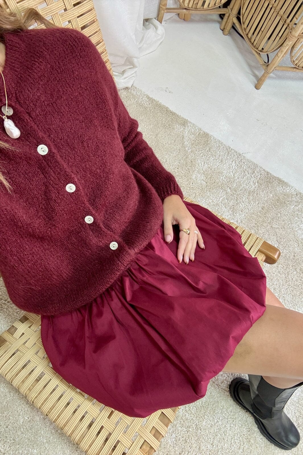A-bee - Short Balloon Skirt 6512 - Burgundy Nederdele