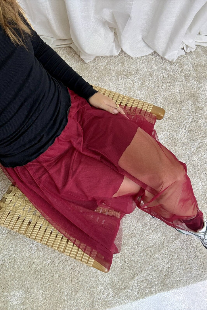 A-bee - Tulipe Skirt GL_0305_COU_1124 - Burgundy Nederdele