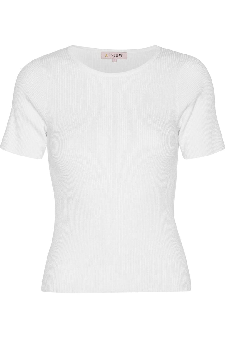 A-View - Rib Knit Short Sleeve Top - 000 White T-shirts