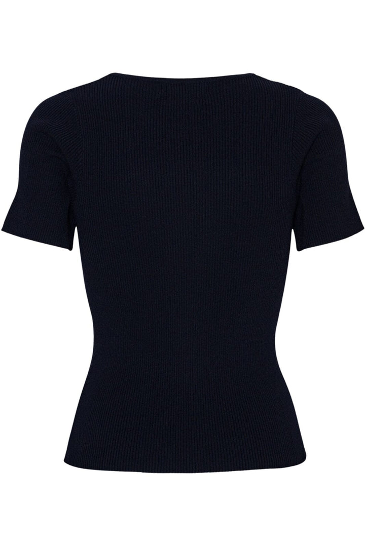 A-View - Rib Knit Short Sleeve Top - 999 Black T-shirts