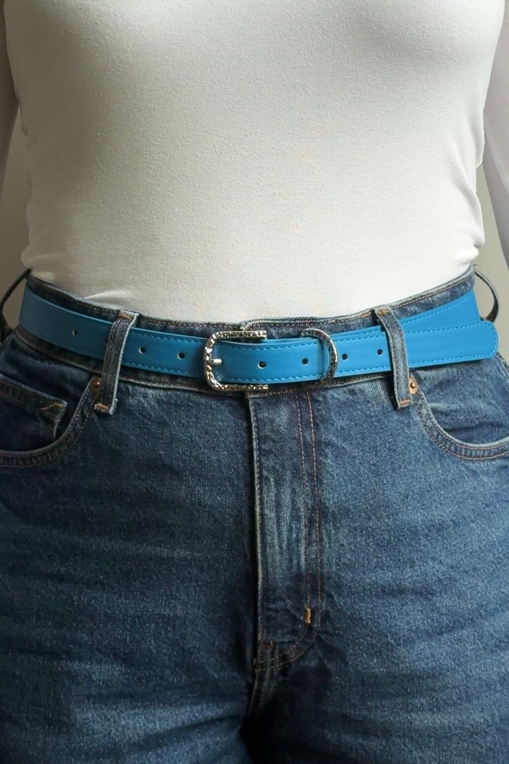 Anobel Copenhagen - Women's Thin Faux Leather Belt POY358 - Royal Blue Bælter