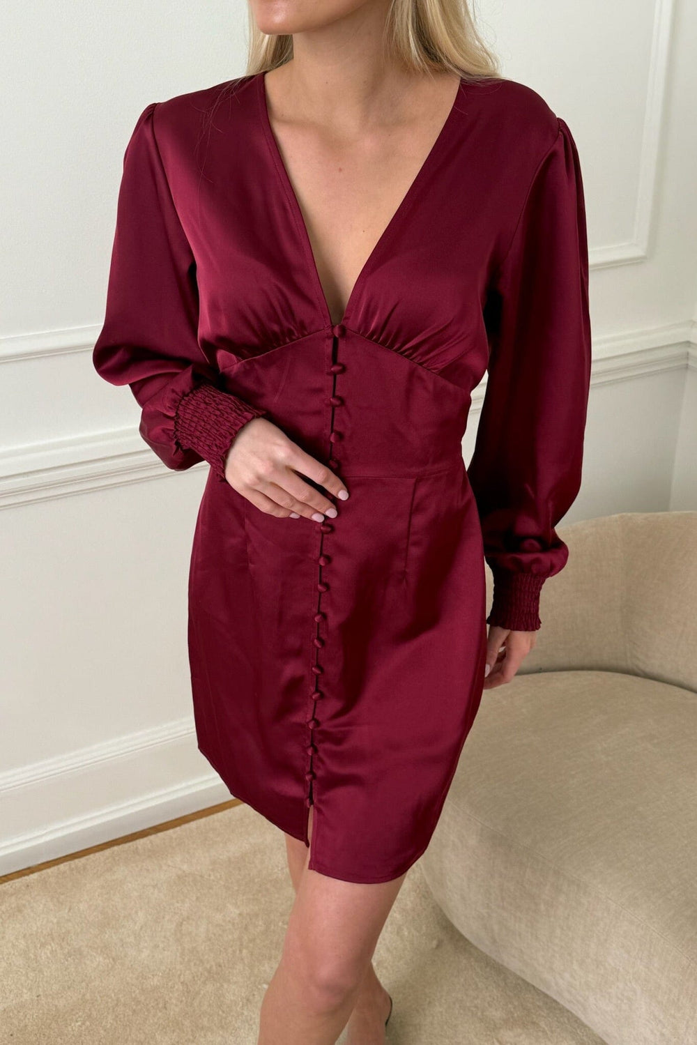 BYIC x Molly&My - Addyic Dress A23902 - Bordeaux Satin Kjoler