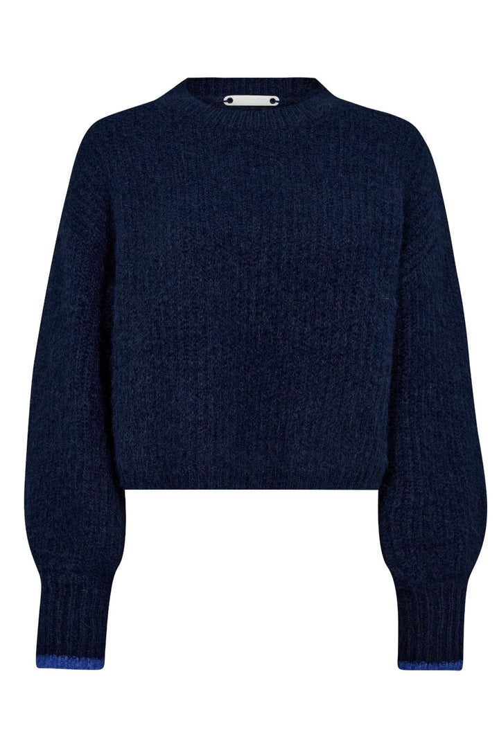 Co´couture - Coraliecc Crop Rib O-Knit 32140 - 120 Navy Strikbluser