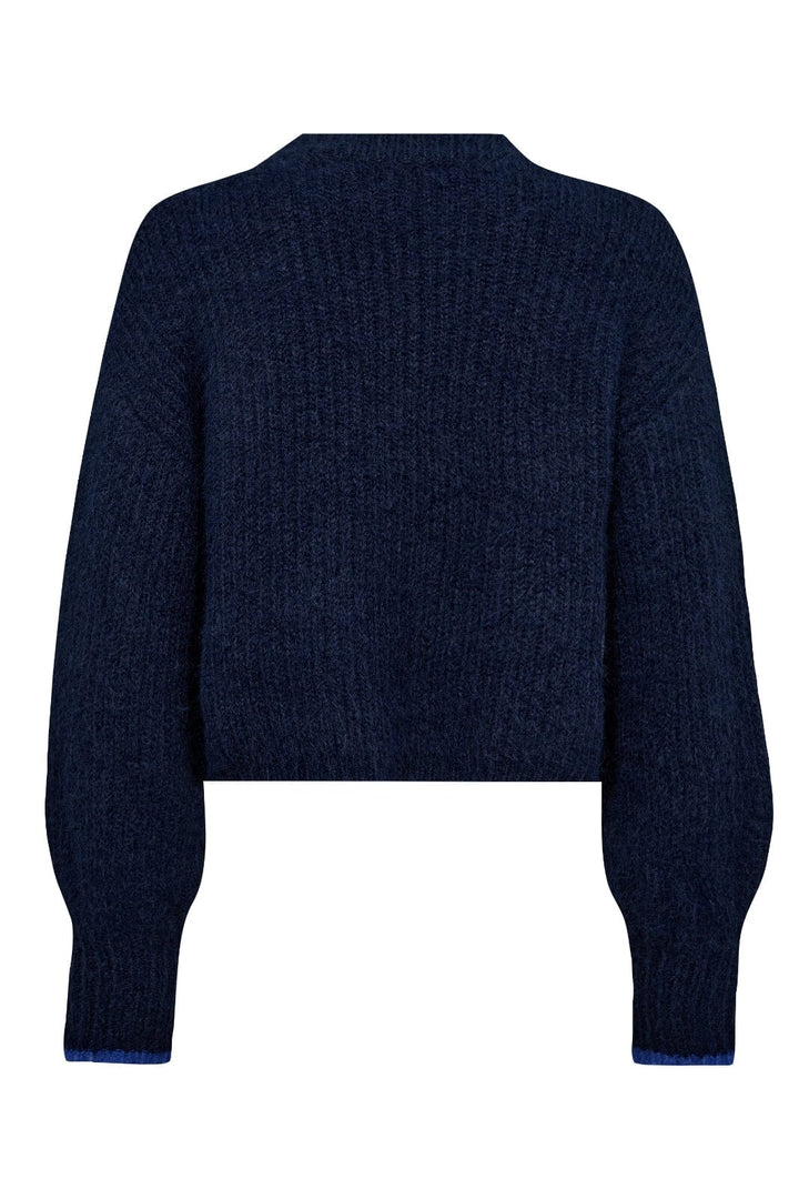 Co´couture - Coraliecc Crop Rib O-Knit 32140 - 120 Navy Strikbluser