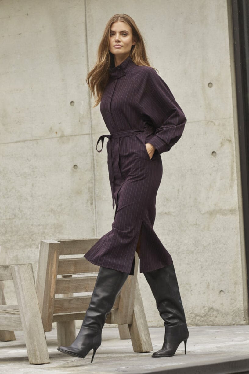 Co´Couture - Trinnycc Stripe Batwing Dress 46011 - 67 - Plum Kjoler