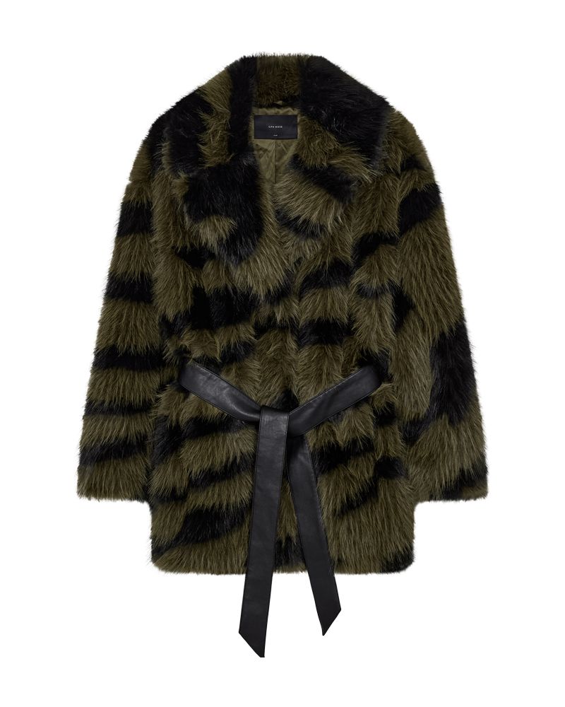 Copenhagen Muse - Plushy-jacket 207076 - 111 Dark Olive W, Black