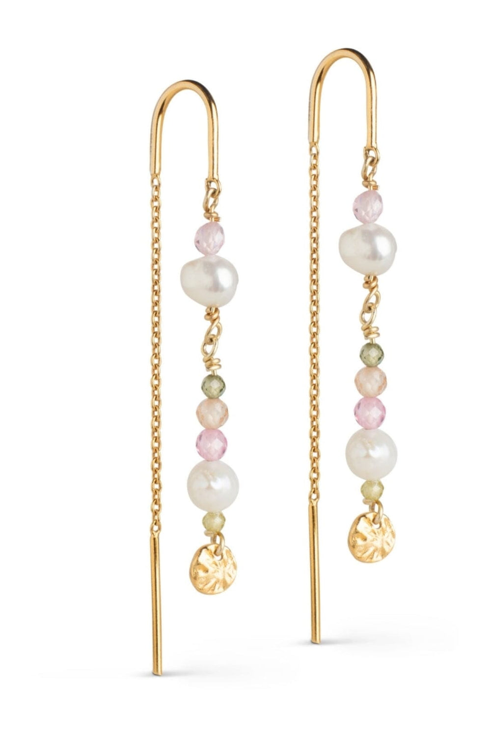 Enamel Copenhagen - Earring, Sofia - Light Pink, Kaki Green, Peach And Pearl Øreringe