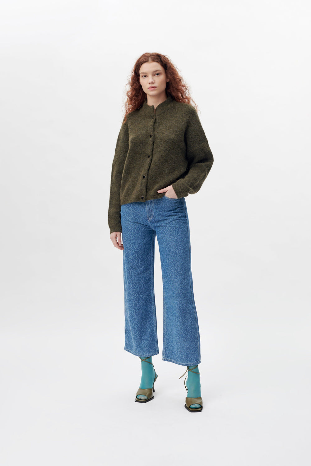 Forudbestilling - Gestuz - AlphaGZ Short Cardigan NOOS - Dark Olive Melange Cardigans