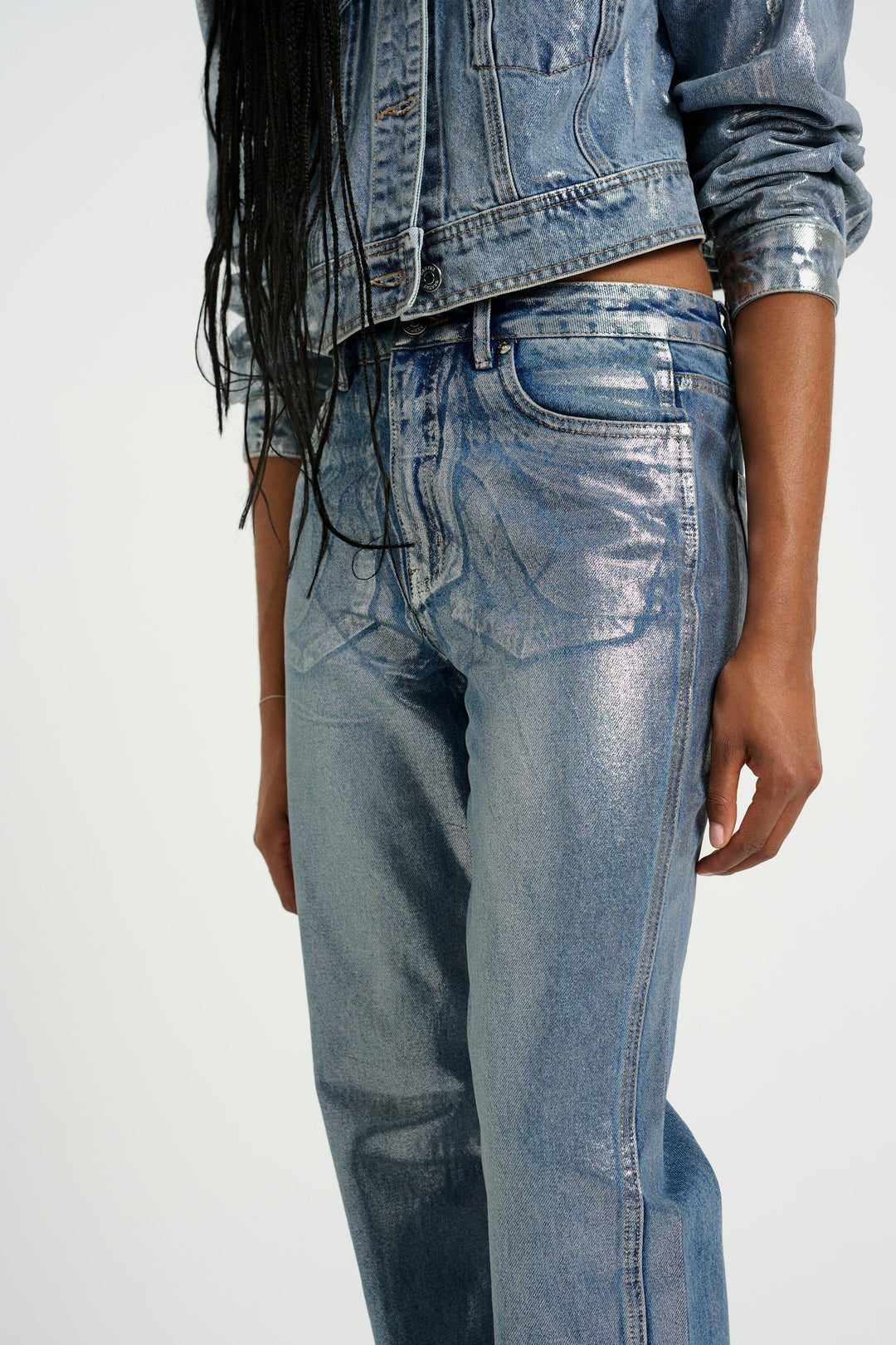 Forudbestilling - Gestuz - Coatygz Straigt Jeans 10909560 - 106664 Coated Silver Blue Wash Jeans