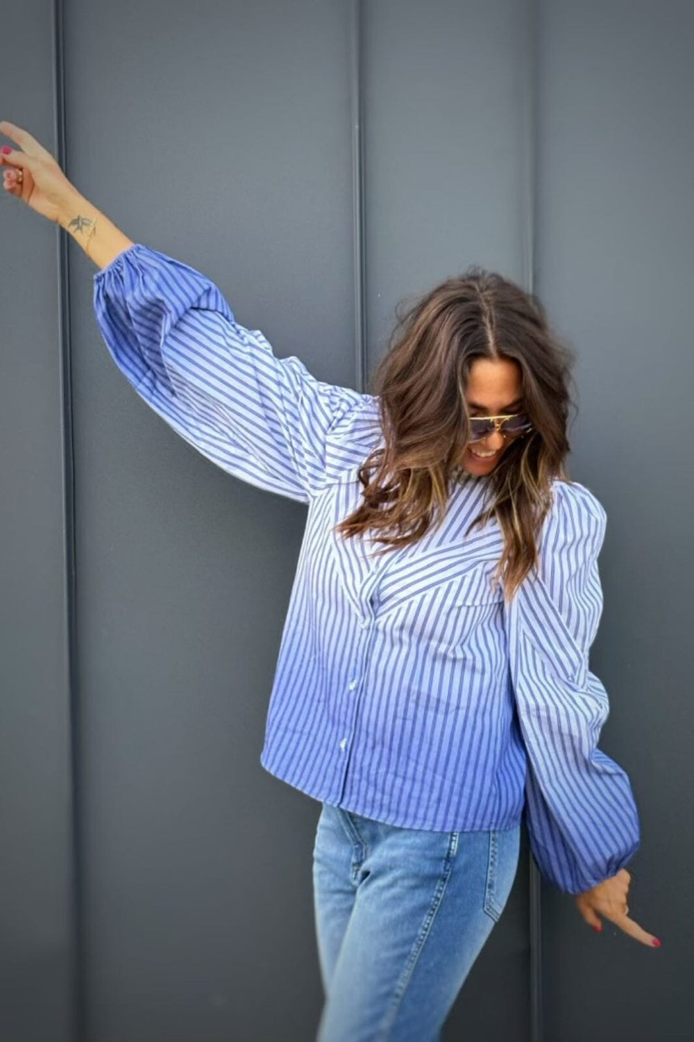 Forudbestilling - Gossia - Kanyago Shirt - Blue Stribe Ombre Skjorter