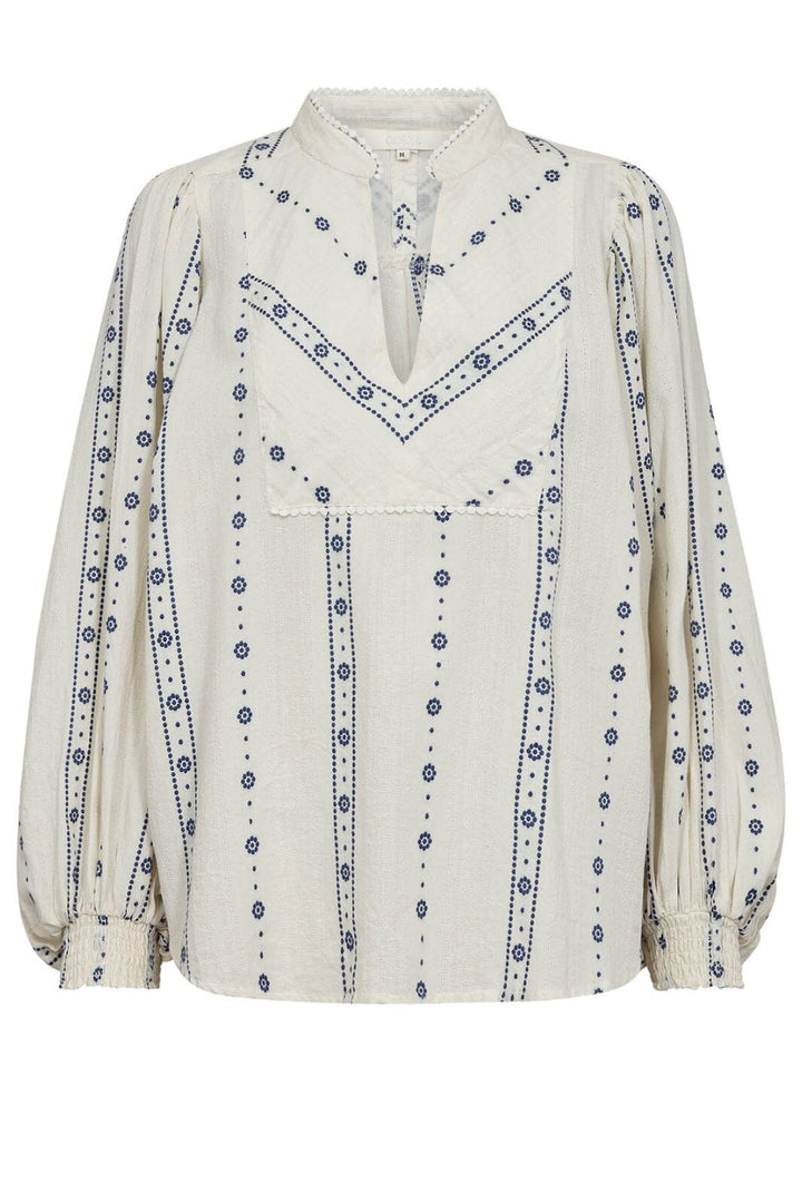 Forudbestilling - Gossia - Vibego Joe Blouse G2512 - Creme Blue Flowers Bluser