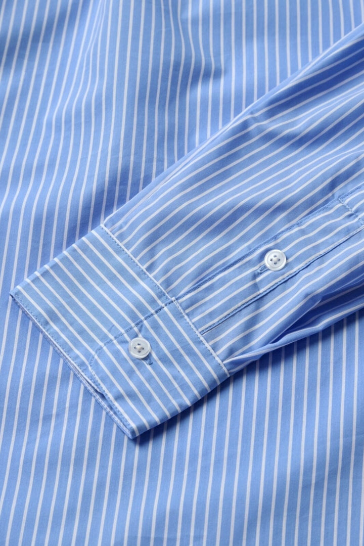 H2O - Rønne Essential Pajamas Shirt L/S 101018-2 - 7044 - Sky Blue/White