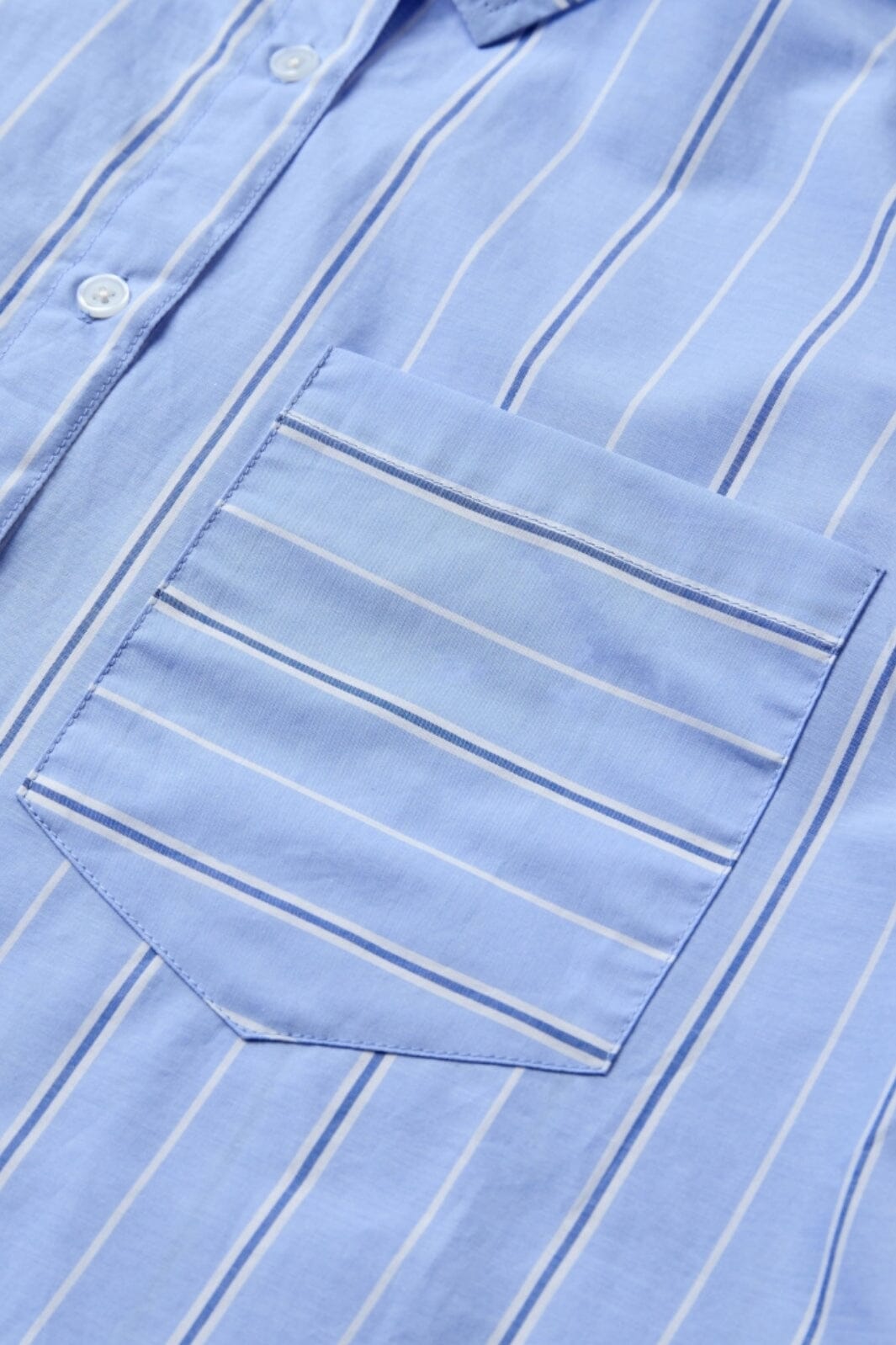 H2O - Rønne Essential Pajamas Shirt L/S 101018-2 - 7046 - Light Blue/White/Blue