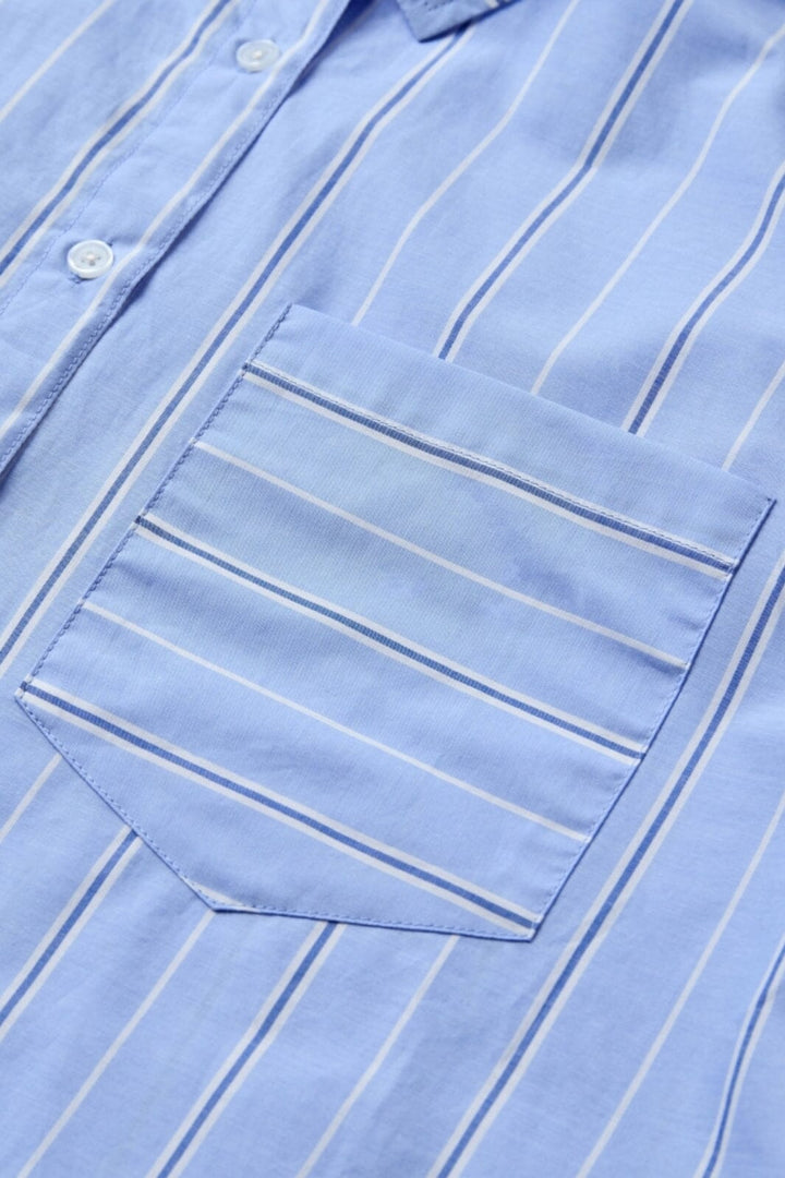 H2O - Rønne Essential Pajamas Shirt L/S 101018-2 - 7046 - Light Blue/White/Blue