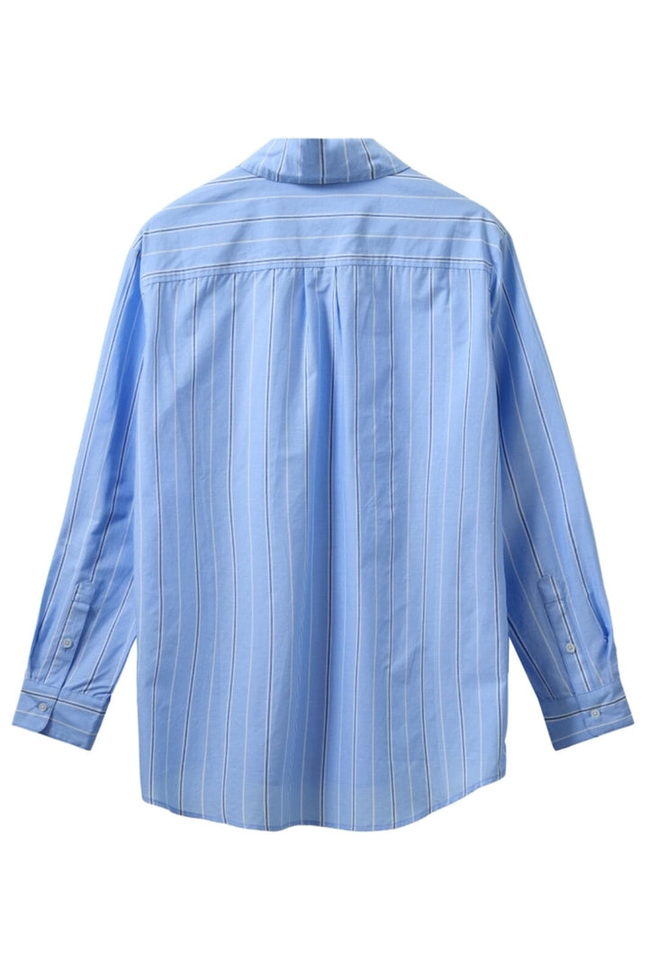 H2O - Rønne Essential Pajamas Shirt L/S 101018-2 - 7046 - Light Blue/White/Blue