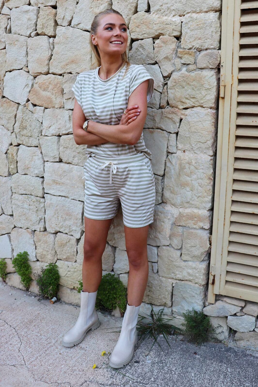 Liberte - Alma-U-Tshirt 9581 - Sand Ivory Stripe