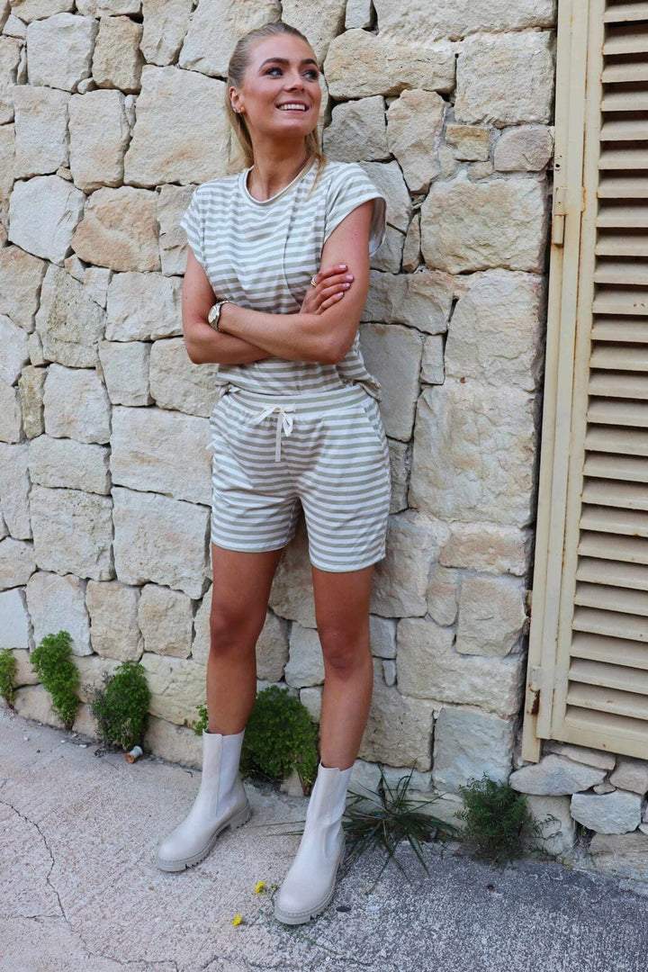 Liberte - Alma-U-Tshirt 9581 - Sand Ivory Stripe