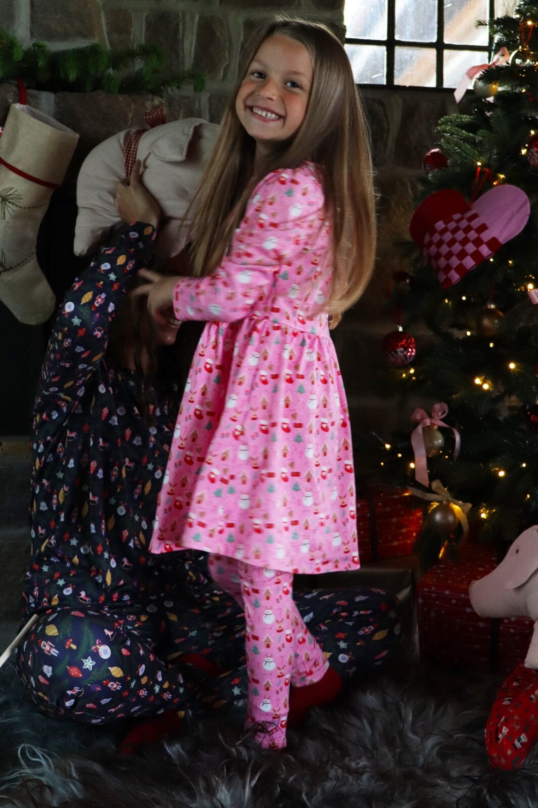 Forudbestilling - Liberté Ami - Alma-Ls-Babydoll-Dress (Kids) - Christmas Time Pink X-Mas23 Kjoler