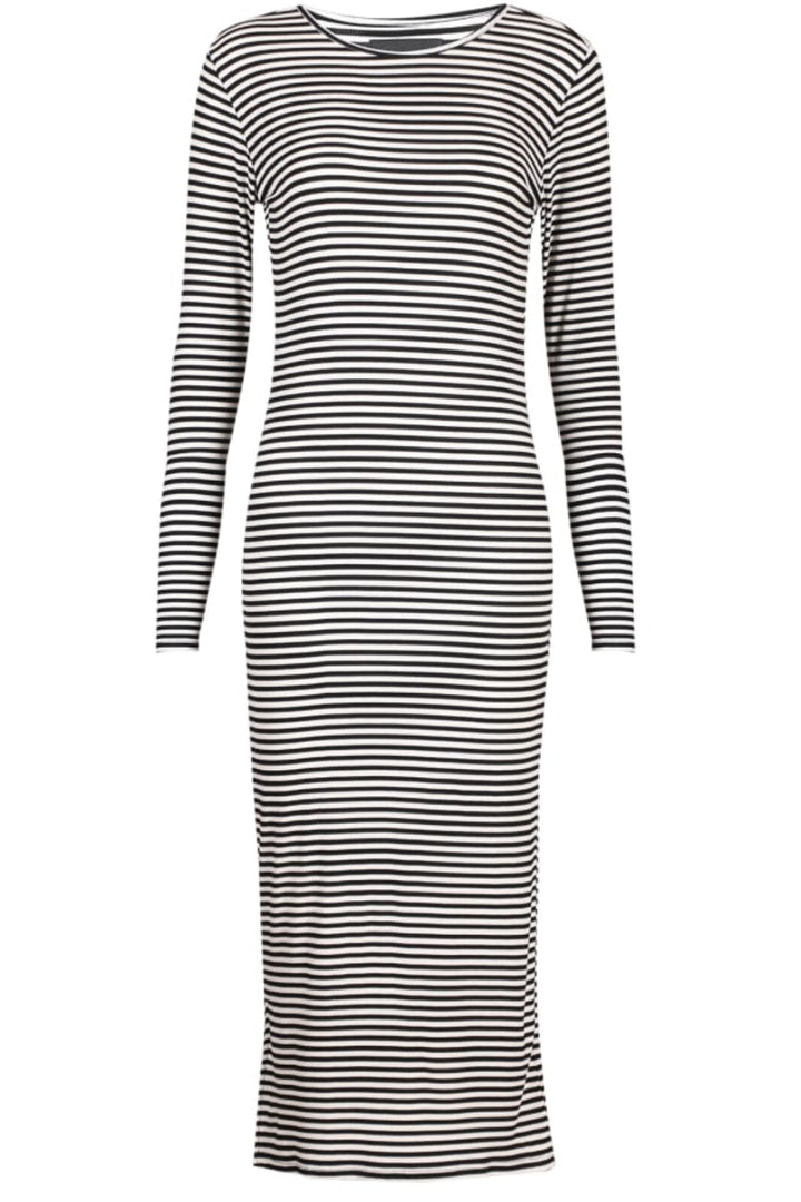 Forudbestilling - Liberte - Natalia-Ls-Dress - Black Creme Small Stripe Kjoler