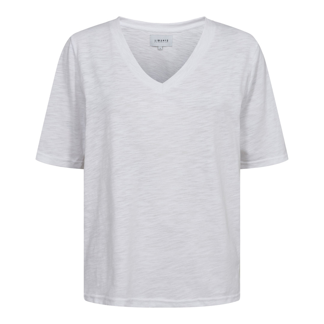 Forudbestilling - Liberte - Ulla-Ss-Vneck-Tshirt - White T-shirts