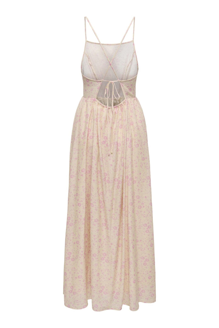 Only - Onleloise Maxi Strap Dress Ox - 4973306 Ecru Pale Pink Flowers