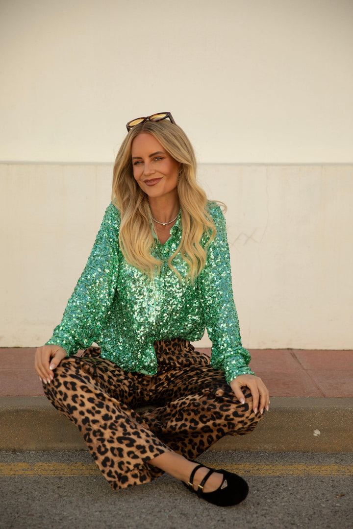 Forudbestilling - Valentin Studio - Classy Sequins Shirt 163336 - 153 - Mint Skjorter