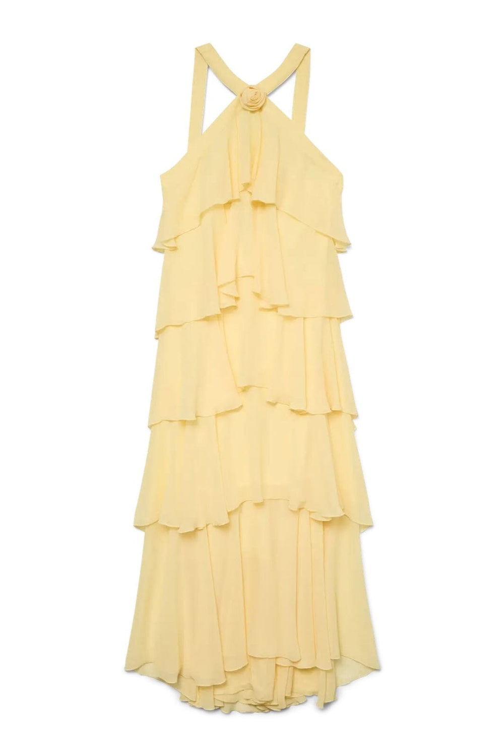 Forudbestilling - Vero Moda - Vmfelicia Sl Ruffle Maxi Dress - 4748265 Pale Banana