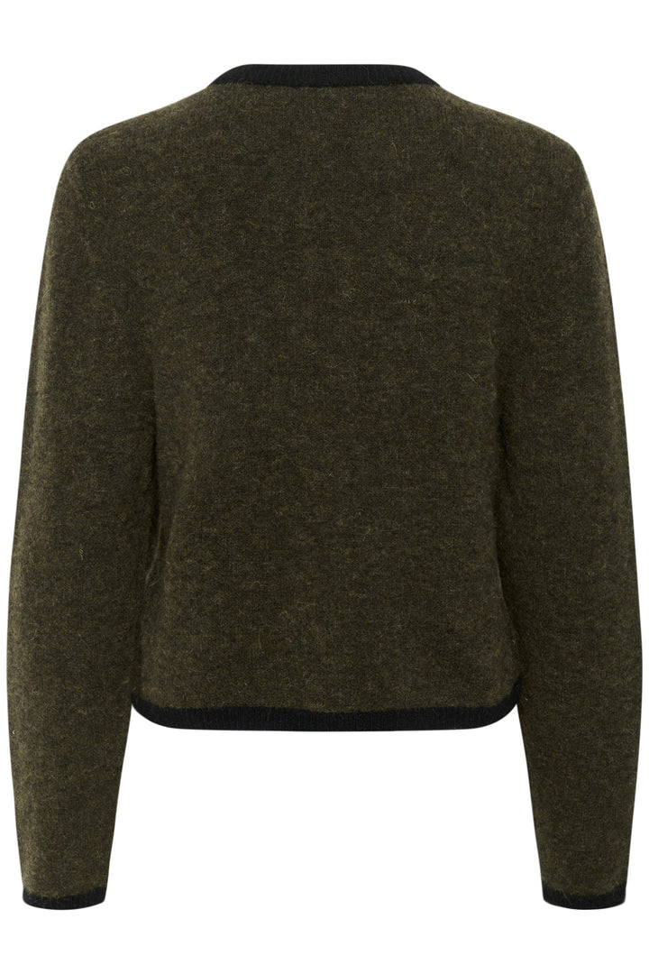 Gestuz - Gzalpha Ls Contrast Cardigan 10910459 - 108313 - Olive Mélange/Black Cardigans