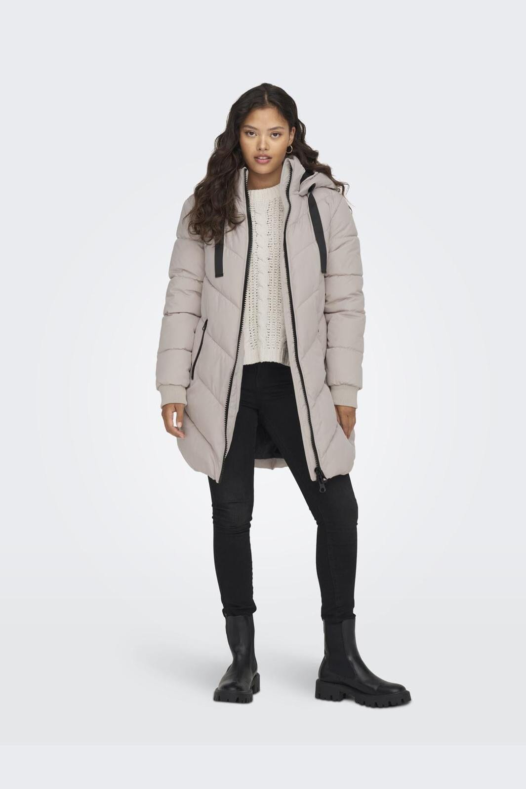 JDY - Jdyskylar Life Hood Jacket - 4341824 Chateau Gray Black