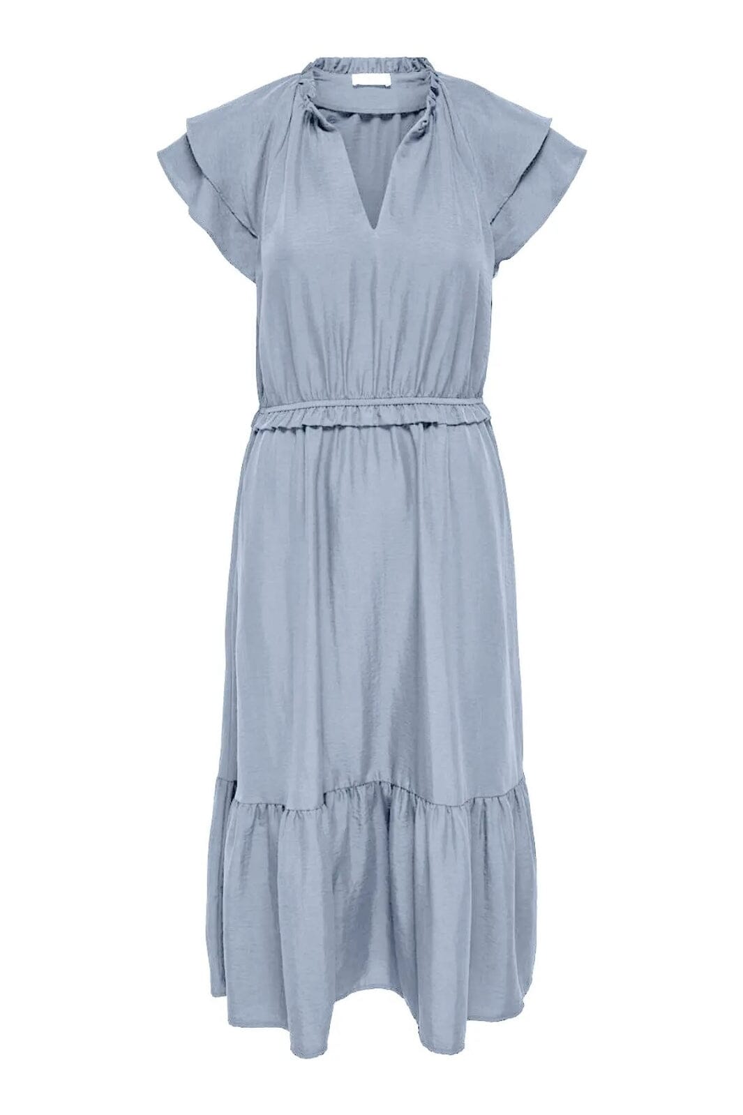 JDY - Jdytrain S/L Frill Midi Dress - 4894073 Soft Chambray