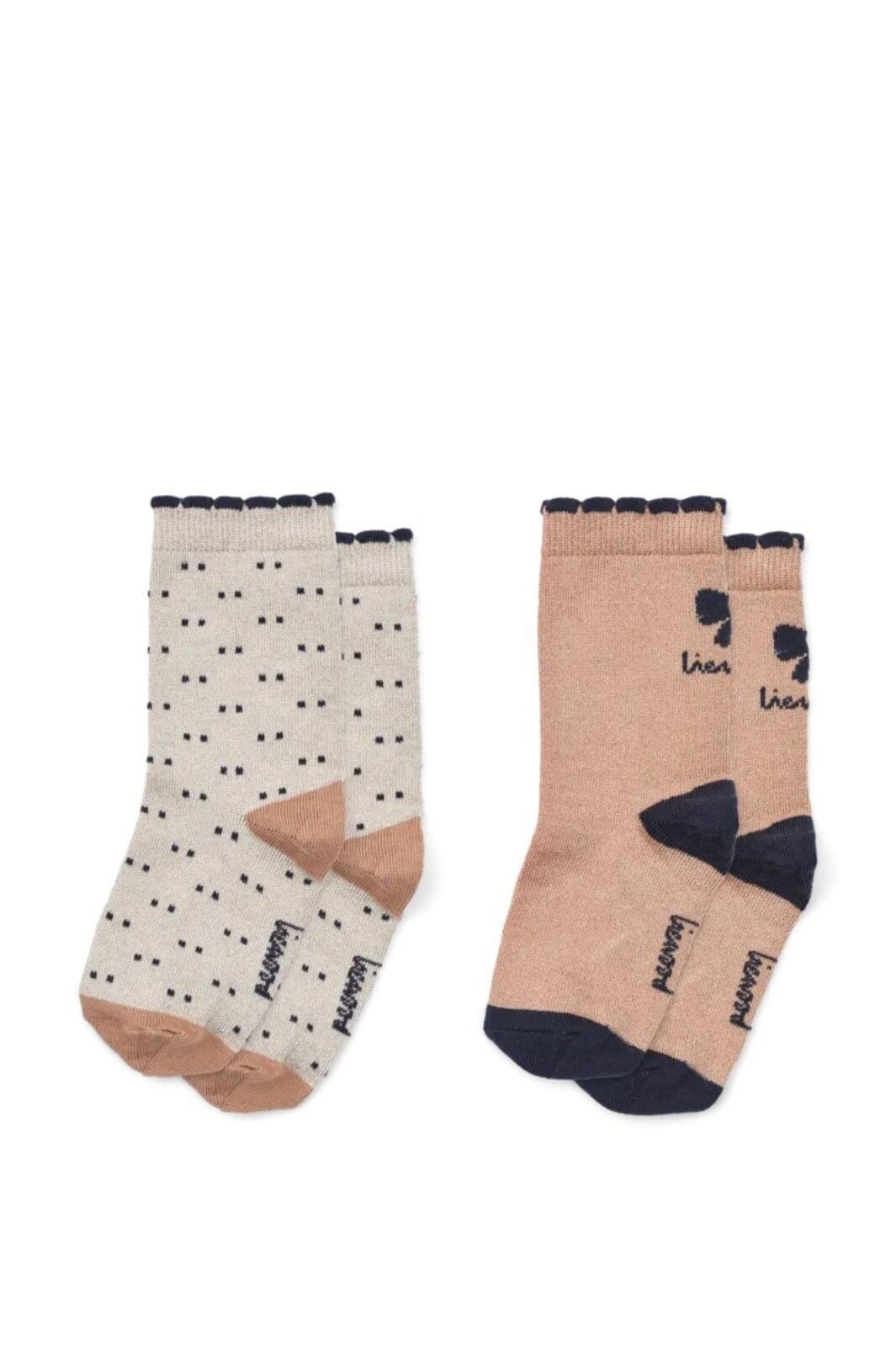 Liewood - Azenore Socks 2-pack - Bow Tuscany rose / Double dots mix Strømper