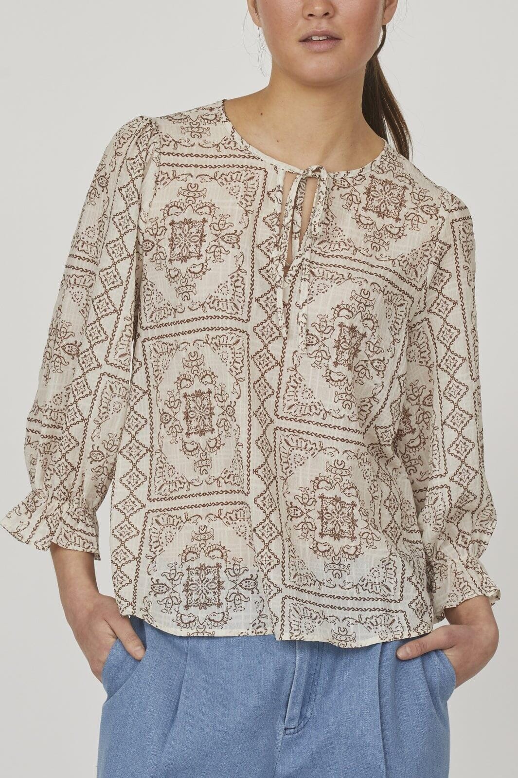 Love & Divine - Love1135-1 - 802 Cream/Brown Bluser