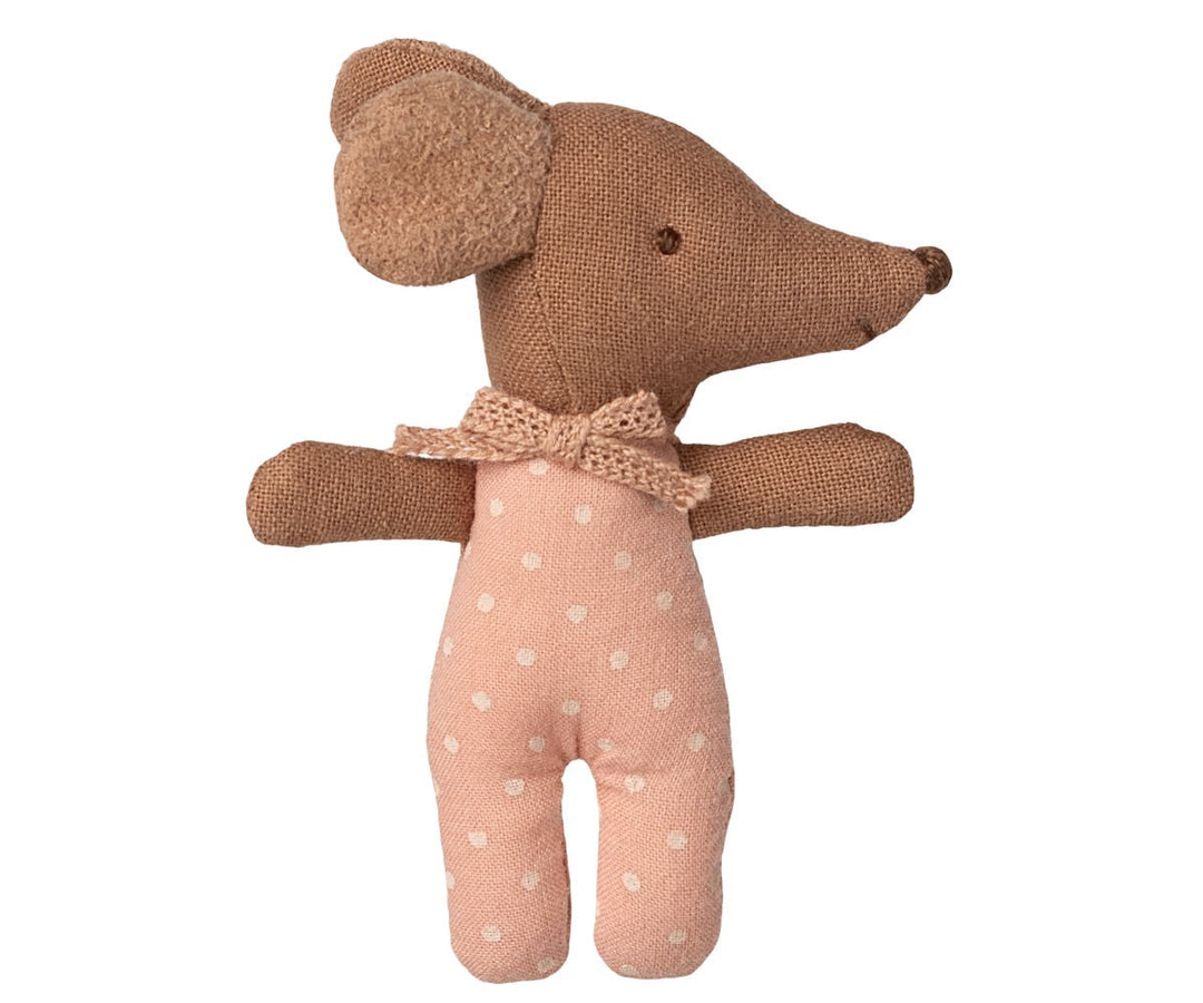 Maileg - Sleepy Wakey Baby Mus I Tændstikæske - Rosa - Baby Mouse Legetøj