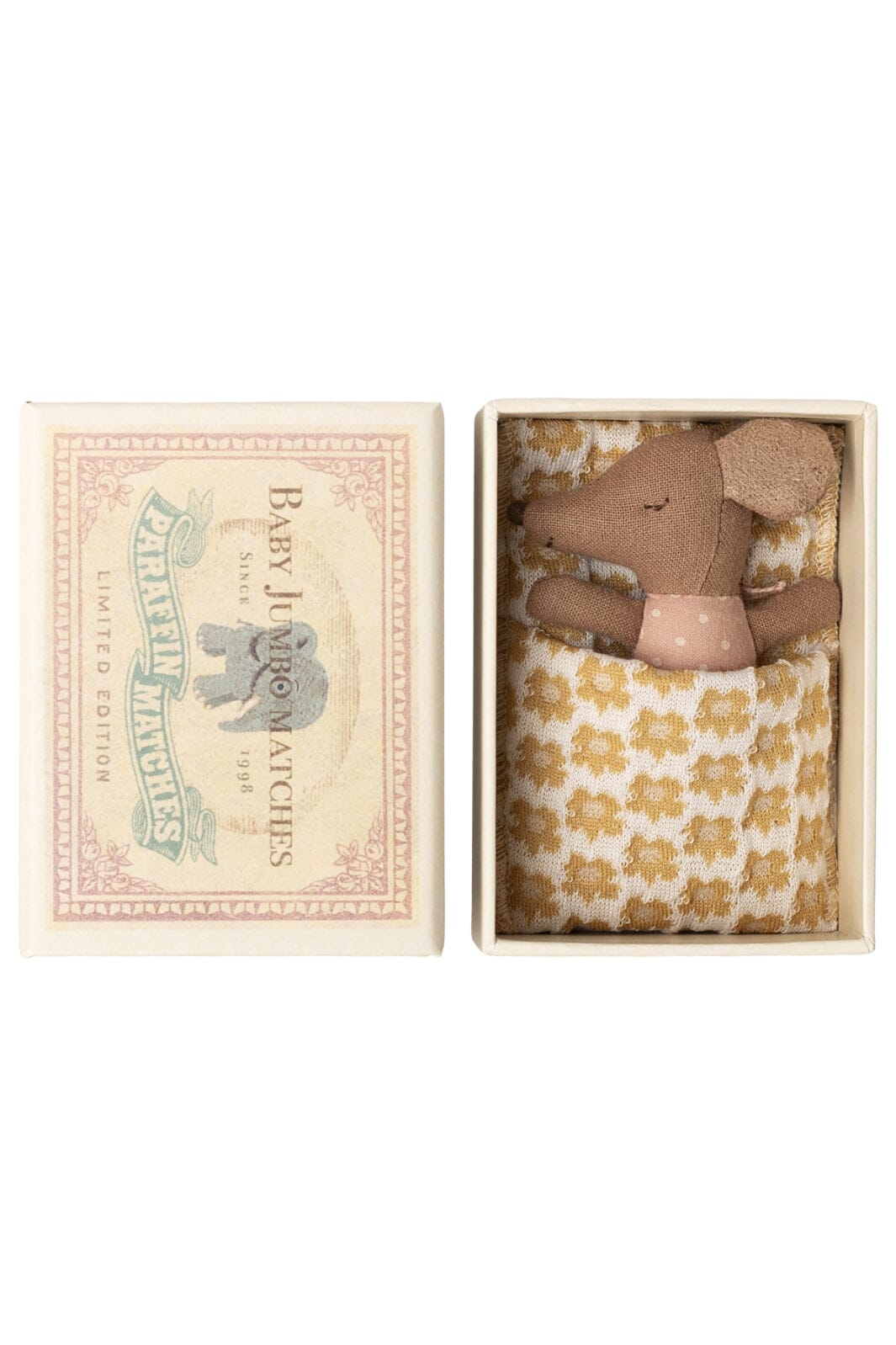 Maileg - Sleepy Wakey Baby Mus I Tændstikæske - Rosa - Baby Mouse Legetøj