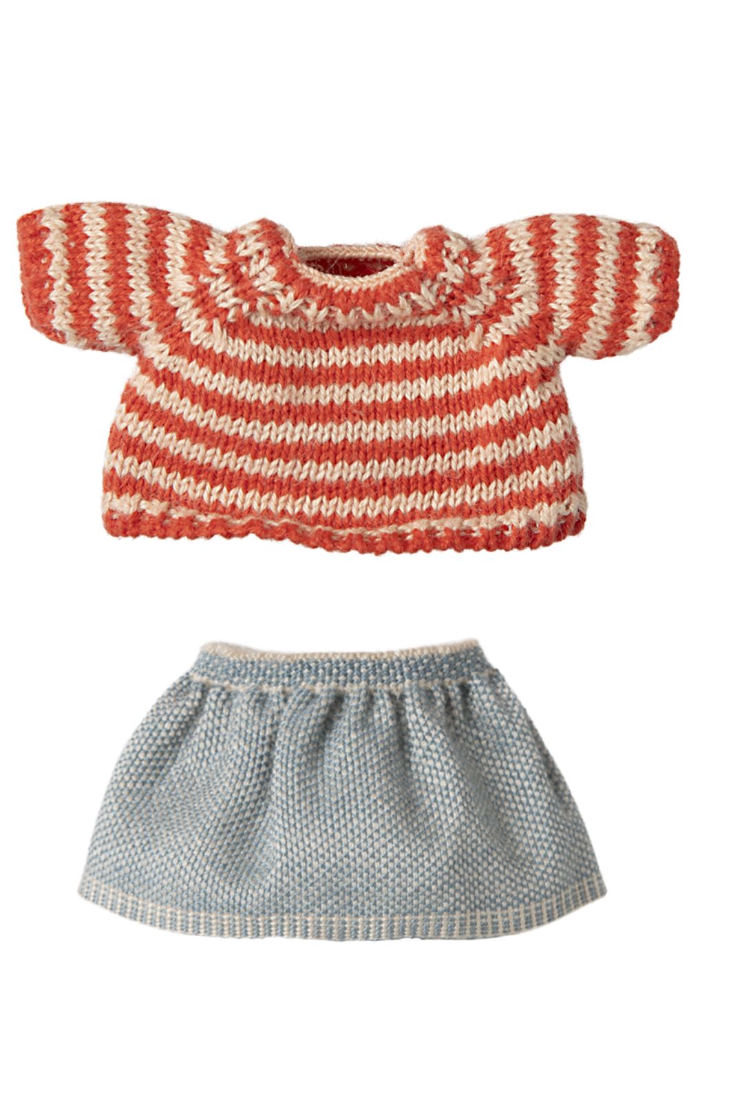 Maileg - Strikket Sweater Og Nederdel, Storesøster Mus - Bigsister/Brother Legetøj