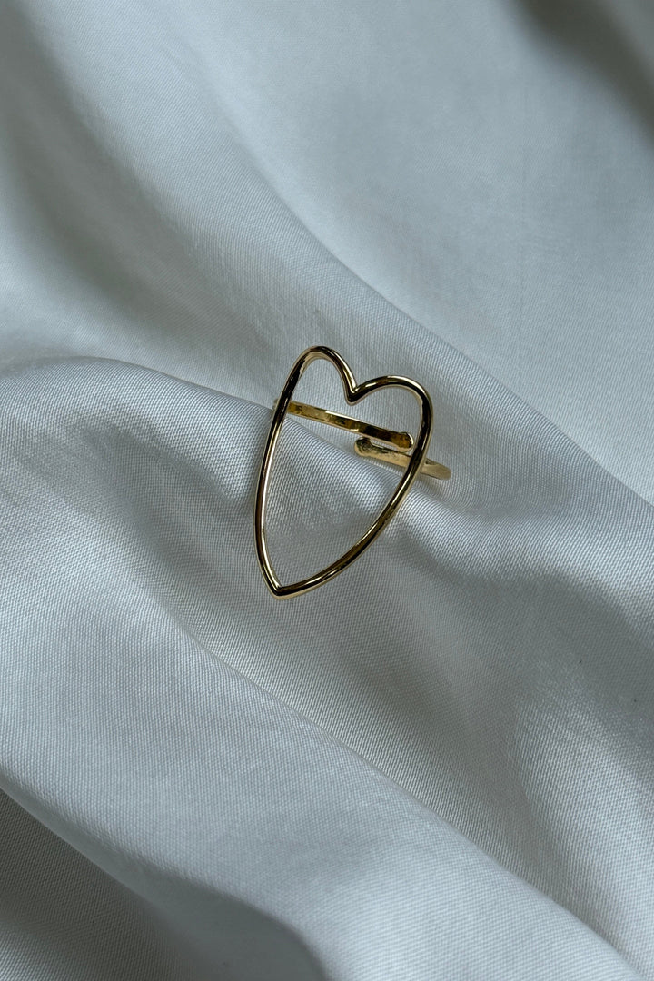 Mellow Moon - Large Openwork Heart - Forgyldt Ringe