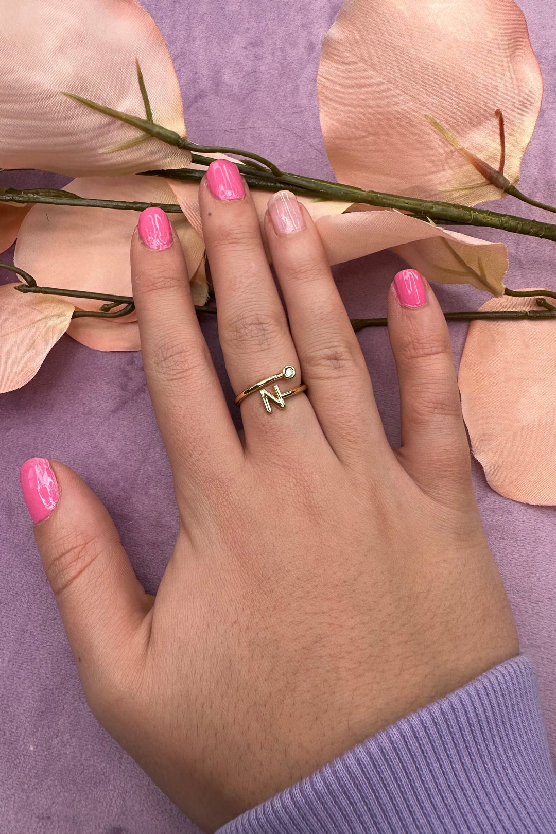 Mellow Moon - Letter Stone Ring - Forgyldt Ringe