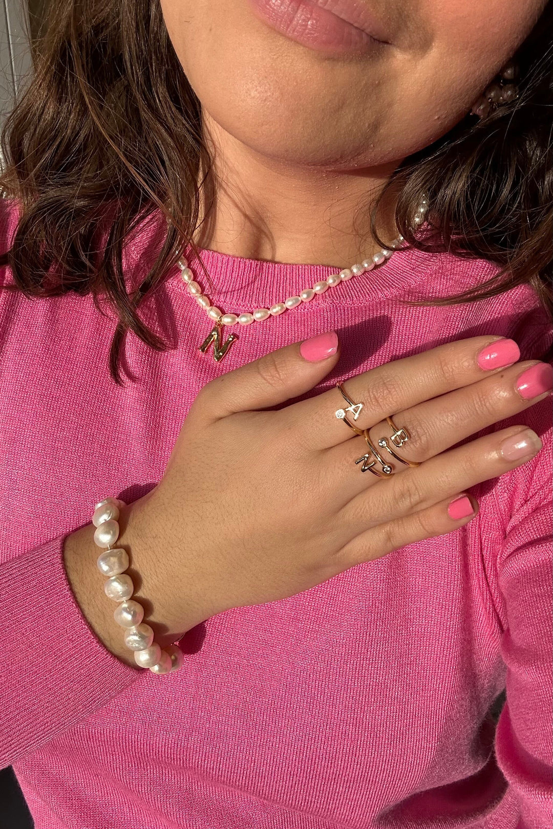 Mellow Moon - Letter Stone Ring - Forgyldt Ringe