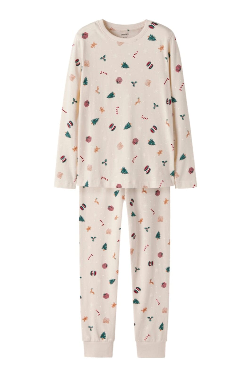 Name It - Nknvismas Ls Nightset - 4918936 Whitecap Gray Xmas Aop Nattøj