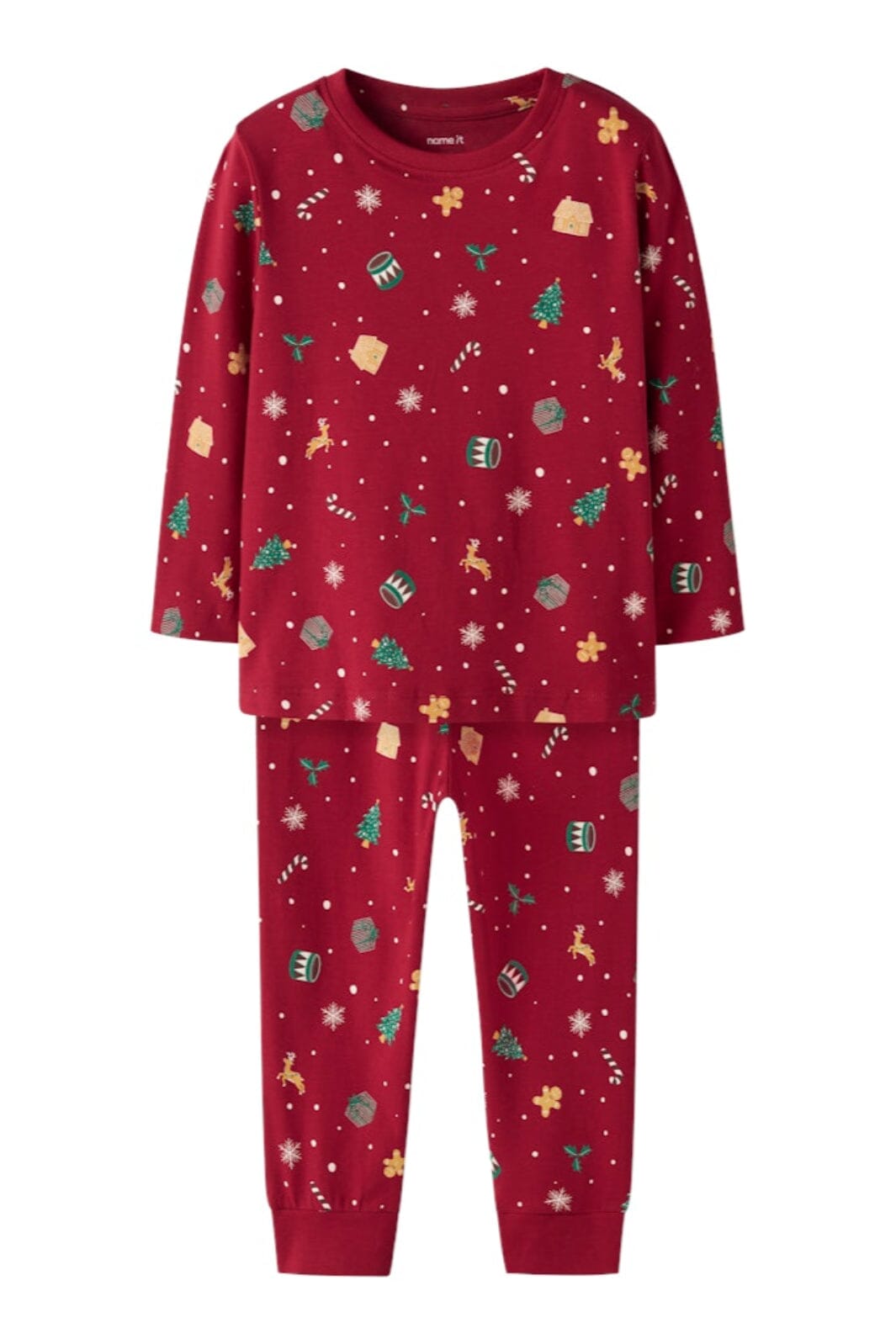 Name It - Nmnvismas Ls Nightset - 4879856 Jester Red Xmas Aop Red Nattøj