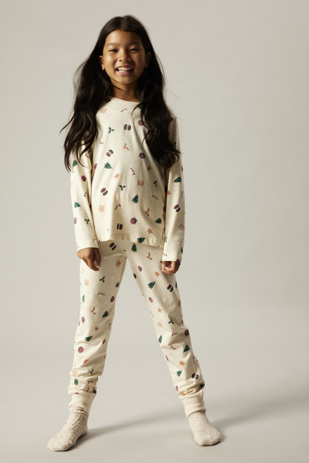 Name It - Nmnvismas Ls Nightset - 4918965 Whitecap Gray Xmas Aop Nattøj