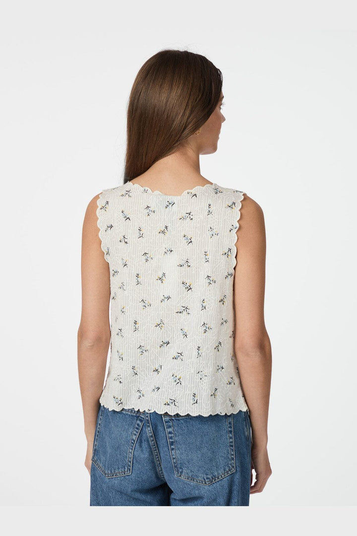 Neo Noir - Bibi Embroidery Print Top 165122 - 121 - Off White