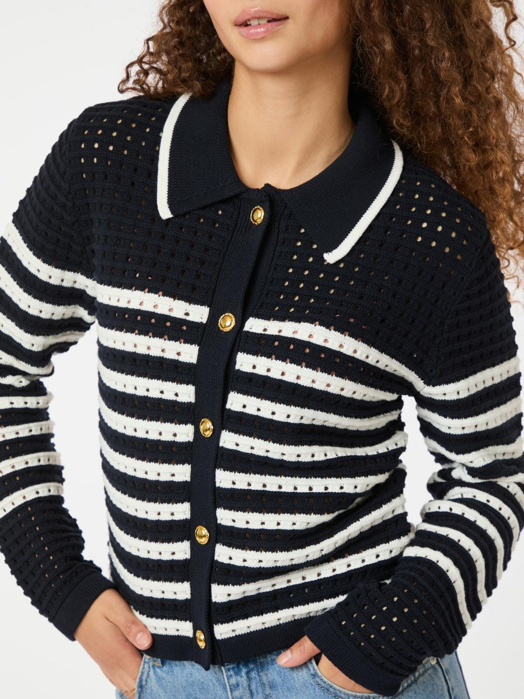 Neo Noir - Effie Knit Cardigan 164571 - 141 - Navy Cardigans