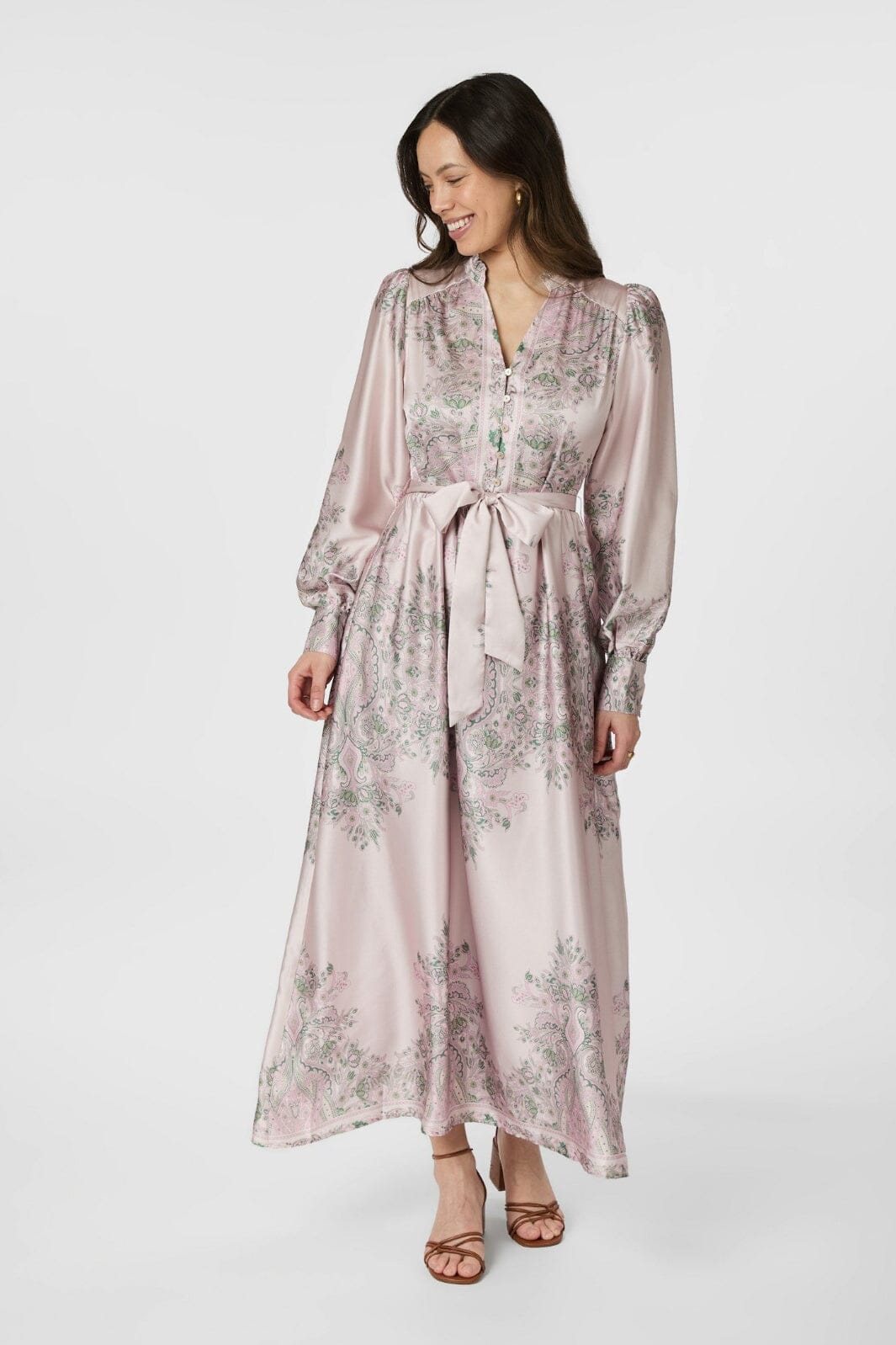 Neo Noir - Nova Paisley Border Dress 160958 - 165 - Rose