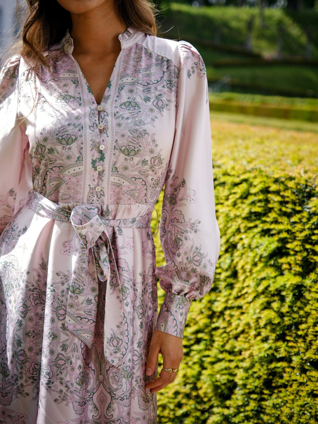 Neo Noir - Nova Paisley Border Dress 160958 - 165 - Rose Kjoler