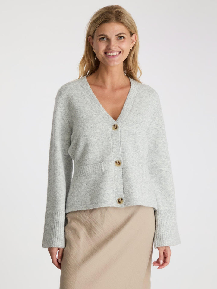 Neo Noir - Pixie Knit Cardigan - Light Grey Melange Cardigan