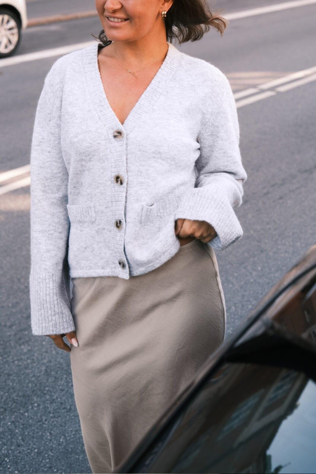 Neo Noir - Pixie Knit Cardigan - Light Grey Melange Cardigan