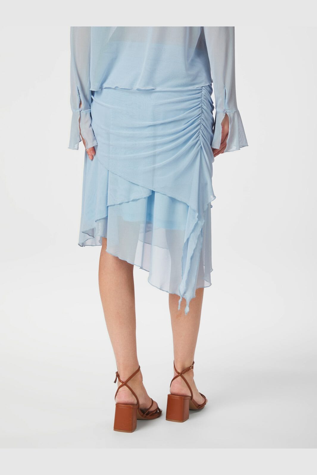 Neo Noir - Saffron Asymmetric Mesh Skirt 165642 - 145 - Light Blue