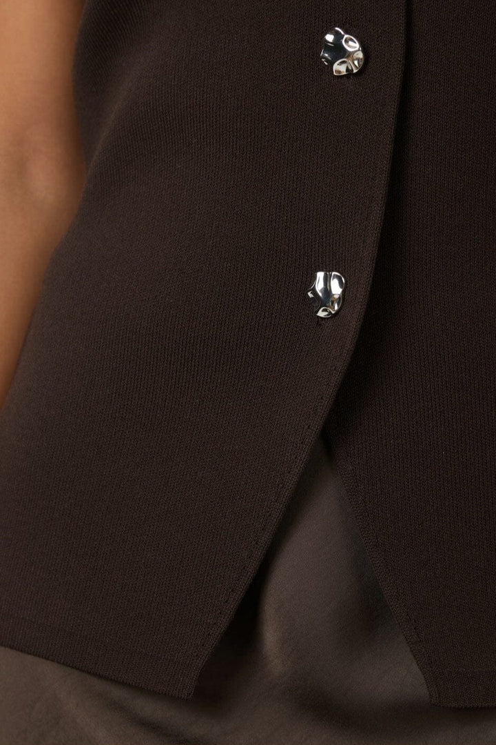 Neo Noir - Sway Smooth Knit Waistcoat 164704 - 676 - Dark Brown